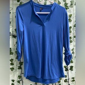 blue collared button up long-sleeve